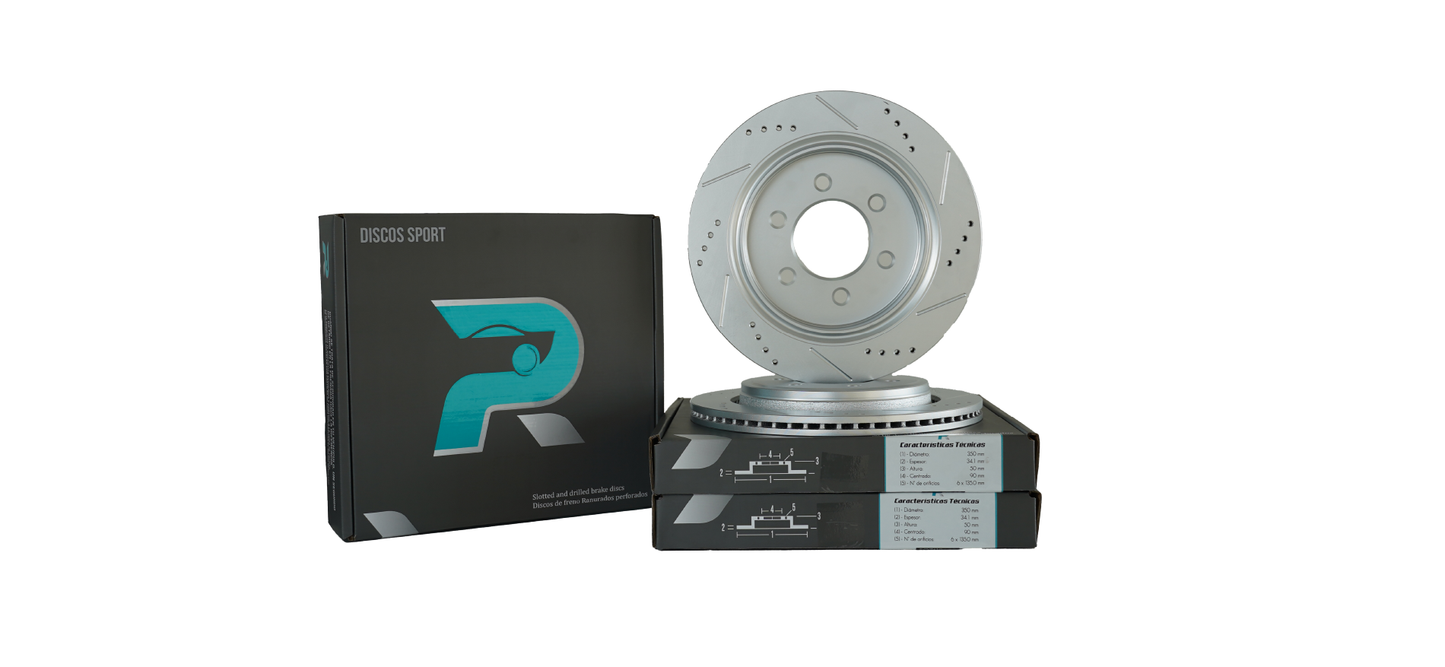 Par de discos traseros ranurados y perforados RP Brakes RAM 1500 (11-18)