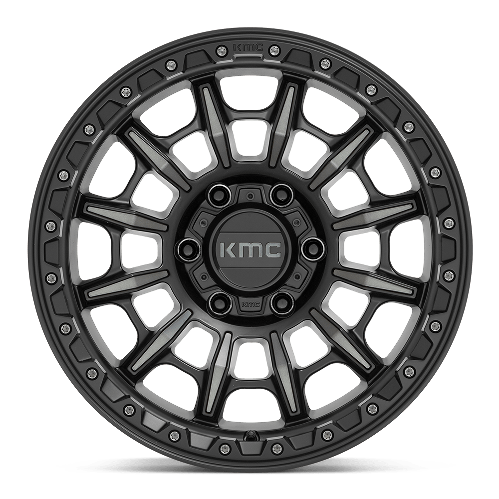 4 Llantas KMC KM547 Carnage Satin Black w/ Gray Tint 17x9" 6x139,7
