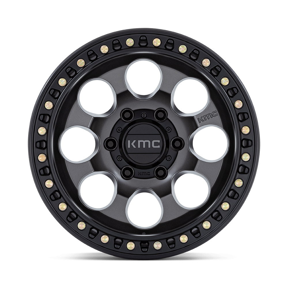 4 Llantas KMC KM550 Riot Anthracite w/ Satin Black Lip 17x9" 6x139,7