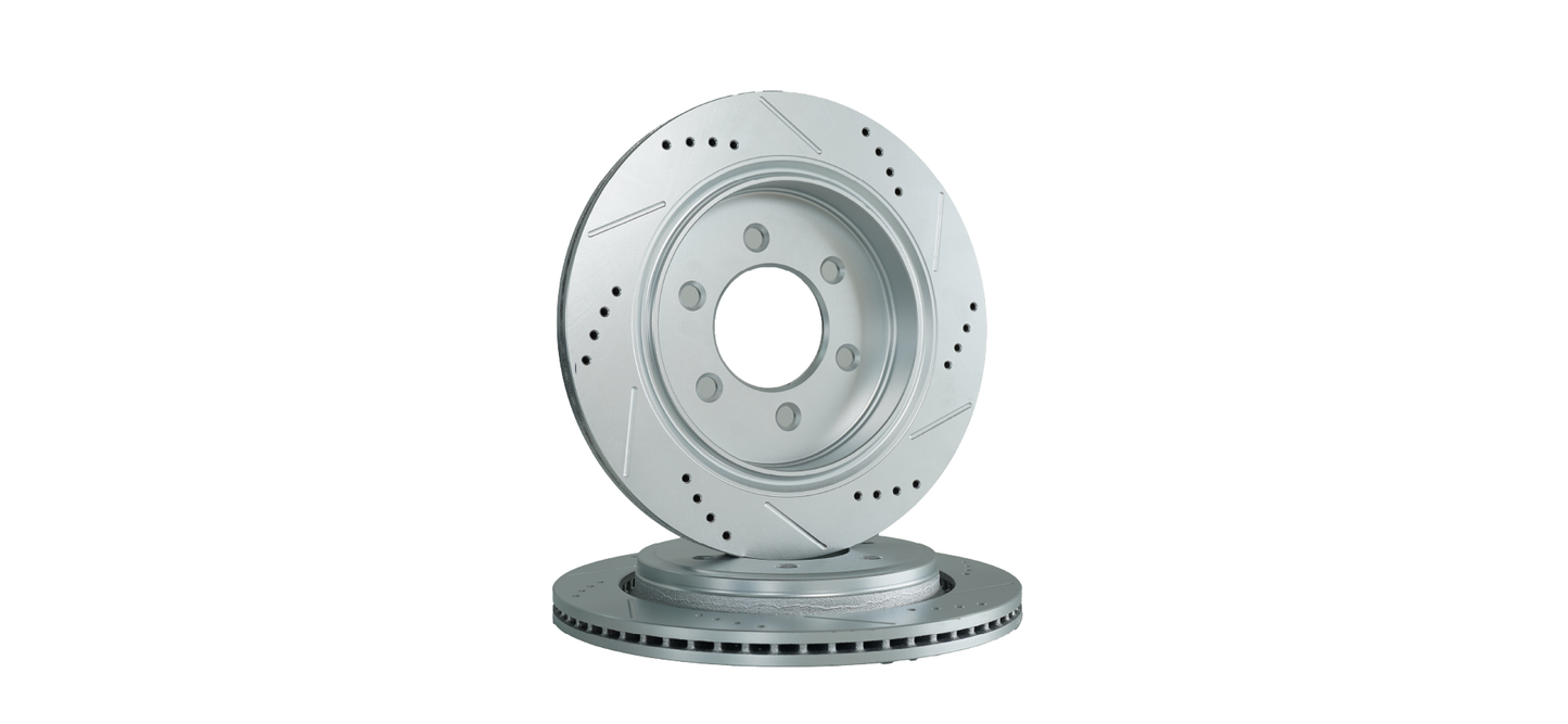 Par de discos traseros ranurados y perforados RP Brakes RAM 1500 (19+)