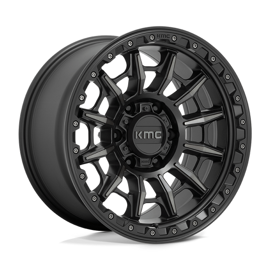 4 Llantas KMC KM547 Carnage Satin Black w/ Gray Tint 17x9" 6x139,7