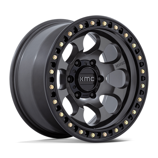4 Llantas KMC KM550 Riot Anthracite w/ Satin Black Lip 17x9" 6x139,7